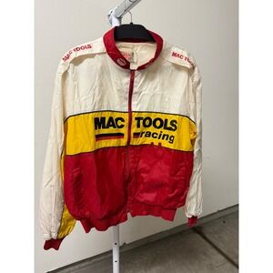 Vintage Mac Tools Racing Jacket Windbreaker Mens Red Yellow White Full Zip Large